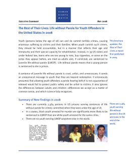 The Rest of Their Lives: Life without Parole for Youth Offenders in