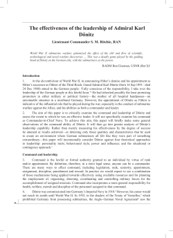 The effectiveness of the leadership of Admiral Karl D&ouml;nitz