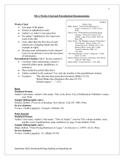 MLA Works Cited and Parenthetical Documentation Works Cited