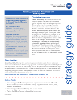 Teaching Vocabulary Awareness with Observing Stars