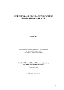modeling and simulation of crude distillation unit (cdu)