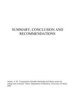 summary, conclusion and recommendations
