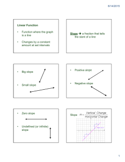 Linear Function &bull; Function where the graph is a line &bull; Changes by a