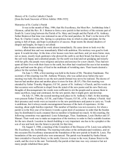 History of St. Cecilia Catholic Church [from the book Souvenir of