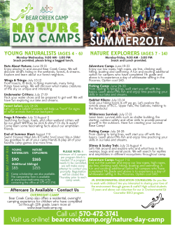 2017 Nature Day Camp Brochure