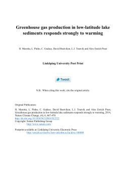 Greenhouse gas production in low-latitude lake sediments