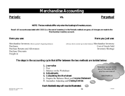 Periodic vs. Perpetual Merchandise Methods ()
