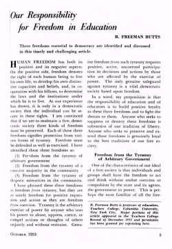 Our Responsibility for Freedom in Education