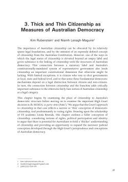 3. Thick and Thin Citizenship as Measures of Australian Democracy