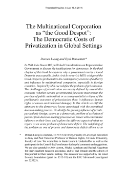 The Multinational Corporation as &ldquo;the Good Despot&rdquo;: The