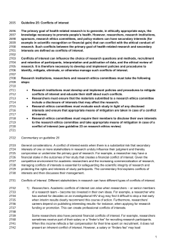 1 Guideline 25: Conflicts of interest The primary goal of