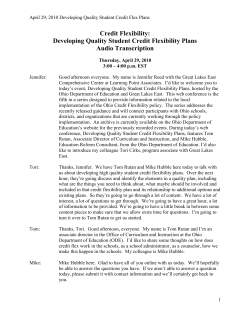 Credit Flexibility: Developing Quality Student Credit Flexibility Plans