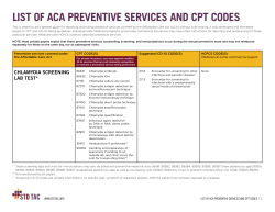 LIST OF ACA PREVENTIVE SERVICES AND CPT CODES