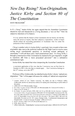 Originalism, Justice Kirby and Section 80 of The Constitution