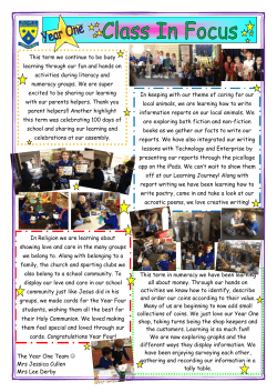 Dear Year One Parents, \ The Year One Team Mrs Jessica Cullen