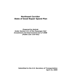 Northeast Corridor State of Good Repair Spend Plan