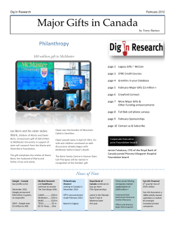 Major Gifts in Canada - Supporting Advancement