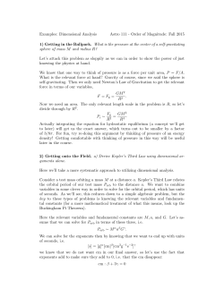 Examples: Dimensional Analysis Astro 111