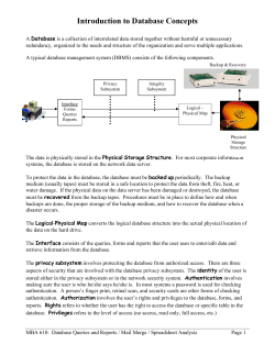 Introduction to Database Concepts