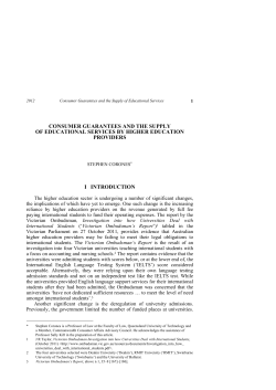 consumer guarantees and the supply of educational