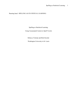Spelling as Statistical Learning 1 Running head