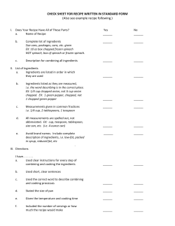 CHECK SHEET FOR RECIPE WRITTEN IN STANDARD FORM