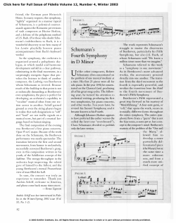 Schumann`s Fourth Symphony in D Minor