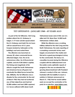 TET OFFENSIVE - JANUARY 1968 &ndash; 45 YEARS AGO