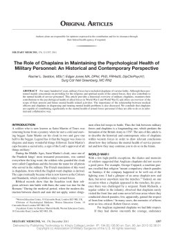 The Role of Chaplains in Maintaining the Psychological Health of