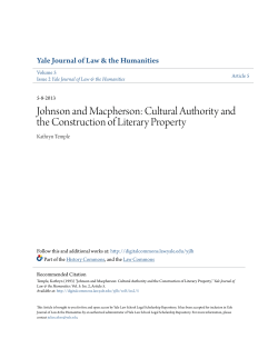 Johnson and Macpherson: Cultural Authority and the Construction of