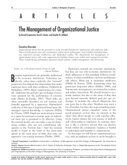 The Management of Organizational Justice
