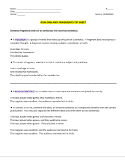 RUN-ONS AND FRAGMENTS TIP SHEET