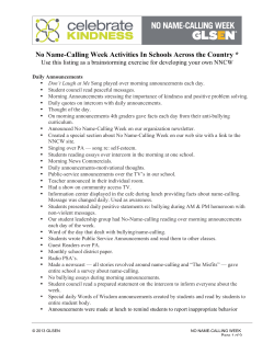 No Name-Calling Week Activities In Schools Across the