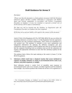 Guidance for Annex V - ECHA