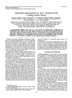 Legionella shakespearei sp. nov., Isolated From Cooling Tower Water