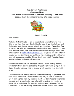 Mrs. Correa`s First Grade Classroom News Jane Addam`s School