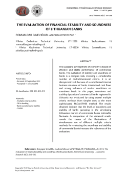 the evaluation of financial stability and soundness of lithuanian banks