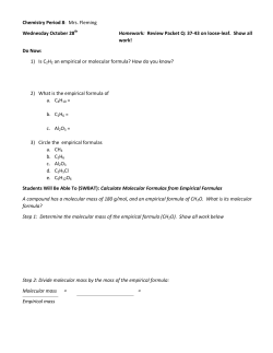 Chemistry Period 8: Mrs. Fleming Wednesday October 28th