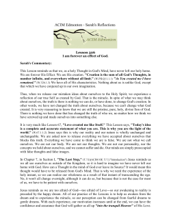 ACIM Edmonton - Sarah`s Reflections