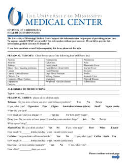 DIVISION OF CARDIOLOGY HEALTH QUESTIONNAIRE