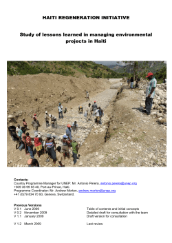 HAITI REGENERATION INITIATIVE Study of