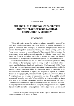 curriculum thinking, `capabilities` and the place of geographical