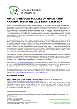 guide to refugee policies of minor party candidates for the 2013