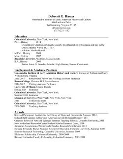 Current CV - Omohundro Institute of Early American History and
