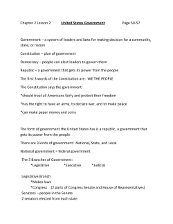 Chapter 2 Lesson 2 United States Government Page 50