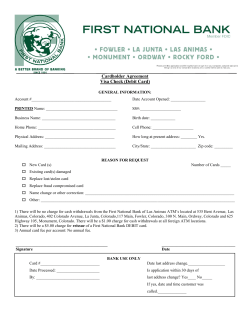 Cardholder Agreement Visa Check (Debit Card)