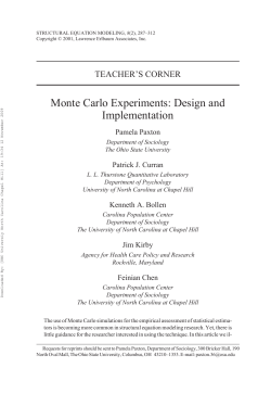 Monte Carlo Experiments: Design and - UNC