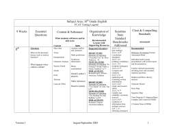 Subject Area: 10th Grade English 9 Weeks Essential Questions