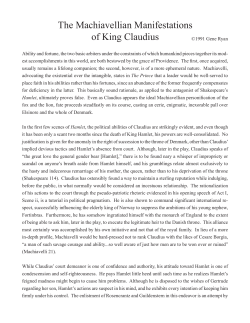 The Machiavellian Manifestations of King Claudius