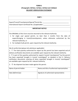 FORM 6 [Paragraphs 10(7)(c), 11(7)(c), 12(7)(c) and 13(4)(c